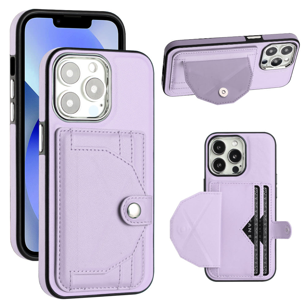 YB Lædercoating Series-4 til iPhone 13 Pro Telefon-etui Kortpladser Kickstand Læderbelagt TPU Anti-drop Cover YB Lædercoating Series-4 til iPhone 13 Pro Telefon-etui Kortpladser Kickstand Læderbelagt TPU Anti-drop Cover